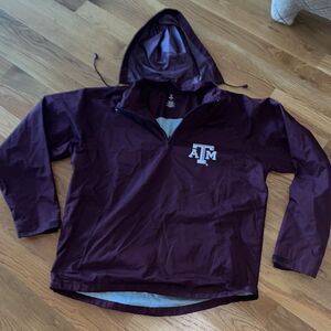 Rare waterproof Texas A & M Aggies game pullover hooded lined jacket coat L